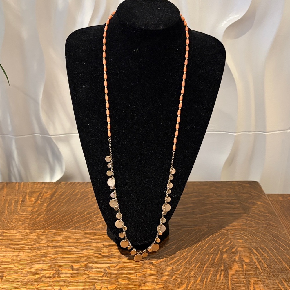 Elegant Orange Beaded Necklace with Silver Accents